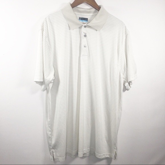 PGA Tour Other - PGA Tour Men Size XXL Golf Ivory Stripe Polo Shirt